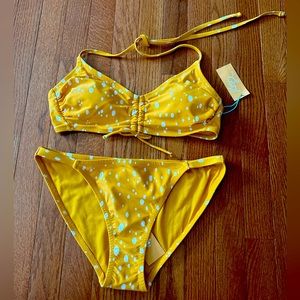 NWT Yellow Bikini with White Design